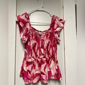 Pink and Red Floral Women's Top